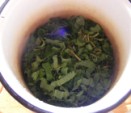 Csalán-menta tea - A csalán és menta a fazékban.