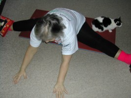 Spanni cica - Torna közben odatelepszik.