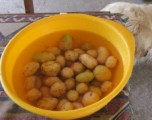 Rozmaringos újkrumpli - A pucolt krumpli.