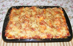 Tofus tortilla - Kész, tepsiben