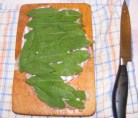Zsályás csirkenyárs - A csirkemellszelet zsályával befedve.