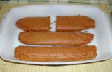 Biokolbász - Kész, tepsiben.