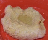 Rongyos lángos - Egy kis mélyedésbe önts olajat a tésztához!